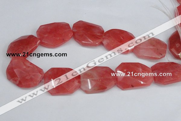 CCY169 15.5 inches 30*40mm twisted & faceted rectangle cherry quartz beads