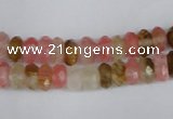 CCY204 15.5 inches 5*8mm faceted rondelle volcano cherry quartz beads