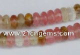 CCY205 15.5 inches 6*10mm faceted rondelle volcano cherry quartz beads