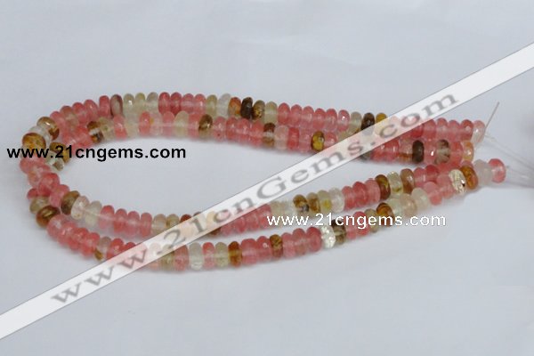 CCY205 15.5 inches 6*10mm faceted rondelle volcano cherry quartz beads