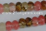 CCY206 15.5 inches 8*12mm faceted rondelle volcano cherry quartz beads