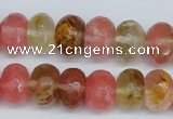 CCY207 15.5 inches 10*14mm faceted rondelle volcano cherry quartz beads