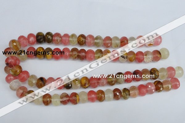 CCY207 15.5 inches 10*14mm faceted rondelle volcano cherry quartz beads