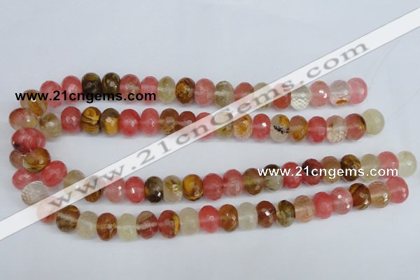 CCY208 15.5 inches 12*16mm faceted rondelle volcano cherry quartz beads