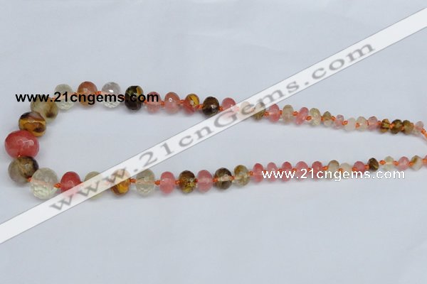 CCY209 4*8mm - 13*18mm faceted rondelle volcano cherry quartz beads