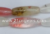 CCY212 15.5 inches 10*30mm rice volcano cherry quartz beads