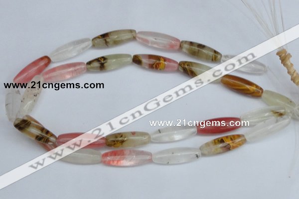 CCY212 15.5 inches 10*30mm rice volcano cherry quartz beads