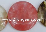 CCY216 15.5 inches 45mm flat round volcano cherry quartz beads