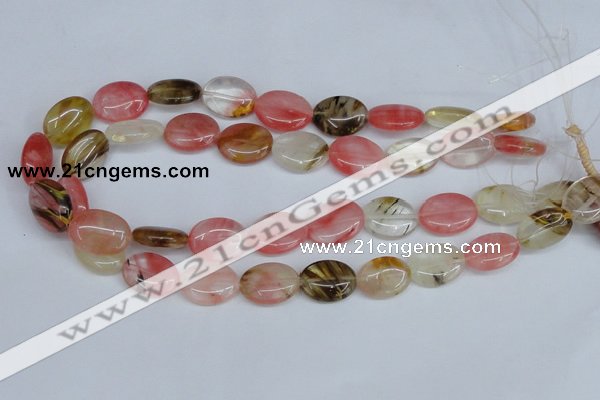 CCY217 15.5 inches 13*18mm oval volcano cherry quartz beads