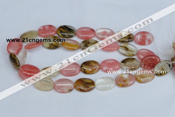 CCY219 15.5 inches 18*25mm oval volcano cherry quartz beads