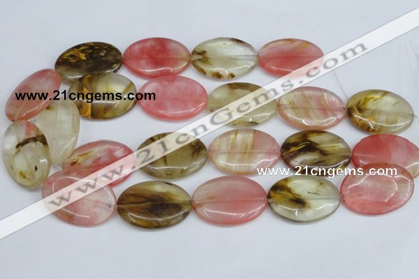 CCY221 15.5 inches 25*35mm oval volcano cherry quartz beads