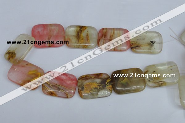 CCY223 15.5 inches 30*40mm rectangle volcano cherry quartz beads