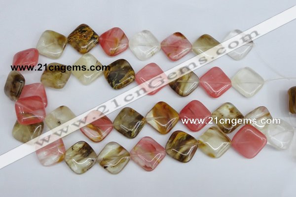 CCY225 15.5 inches 20*20mm diamond volcano cherry quartz beads