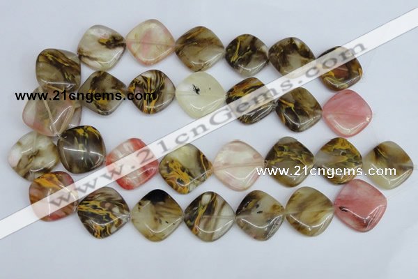 CCY226 15.5 inches 24*24mm diamond volcano cherry quartz beads