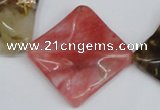 CCY228 15.5 inches 30*30mm wavy diamond volcano cherry quartz beads