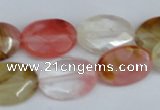 CCY230 15.5 inches 13*18mm faceted oval volcano cherry quartz beads