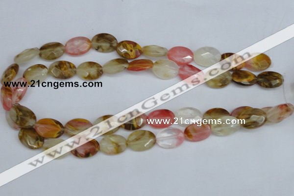 CCY230 15.5 inches 13*18mm faceted oval volcano cherry quartz beads