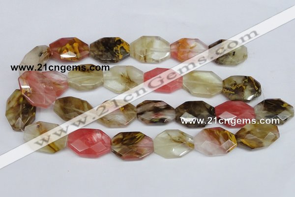 CCY231 15.5 inches 20*30mm faceted octagonal volcano cherry quartz beads