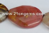 CCY233 25*35mm twisted & faceted oval volcano cherry quartz beads