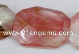 CCY234 30*40mm twisted & faceted rectangle volcano cherry quartz beads