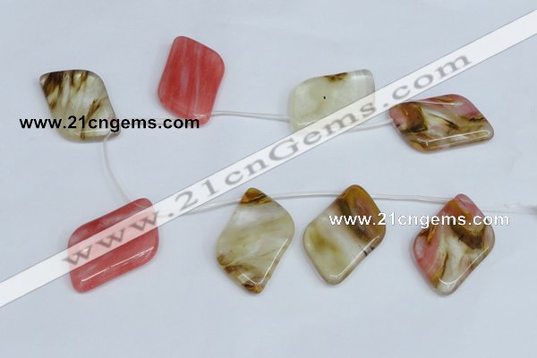 CCY235 Top-drilled 30*50mm marquise volcano cherry quartz beads