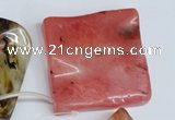 CCY236 Top-drilled 50*50mm wavy diamond volcano cherry quartz beads