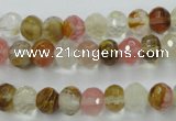 CCY401 15.5 inches 6*8mm faceted rondelle volcano cherry quartz beads