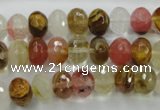 CCY402 15.5 inches 7*10mm faceted rondelle volcano cherry quartz beads
