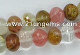 CCY403 15.5 inches 9*12mm faceted rondelle volcano cherry quartz beads