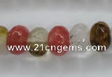 CCY404 15.5 inches 10*14mm faceted rondelle volcano cherry quartz beads