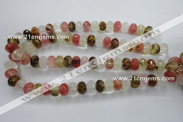 CCY404 15.5 inches 10*14mm faceted rondelle volcano cherry quartz beads