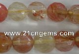 CCY505 15.5 inches 14mm faceted round volcano cherry quartz beads