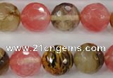 CCY506 15.5 inches 16mm faceted round volcano cherry quartz beads