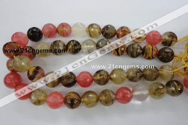 CCY507 15.5 inches 18mm faceted round volcano cherry quartz beads