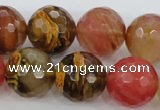 CCY508 15.5 inches 20mm faceted round volcano cherry quartz beads