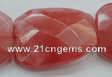 CCY55 15.5 inches 30*40mm twisted & faceted rectangle cherry quartz beads