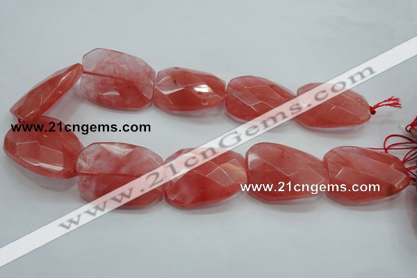 CCY55 15.5 inches 30*40mm twisted & faceted rectangle cherry quartz beads