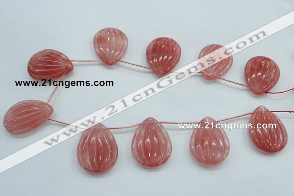 CCY57 30*40mm top-drilled teardrop cherry quartz beads wholesale