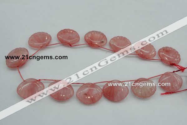 CCY58 25*30mm top-drilled conch cherry quartz beads wholesale