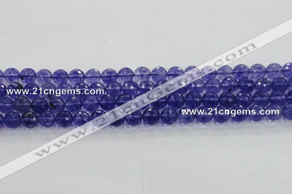 CCY604 15.5 inches 12mm faceted round blue cherry quartz beads