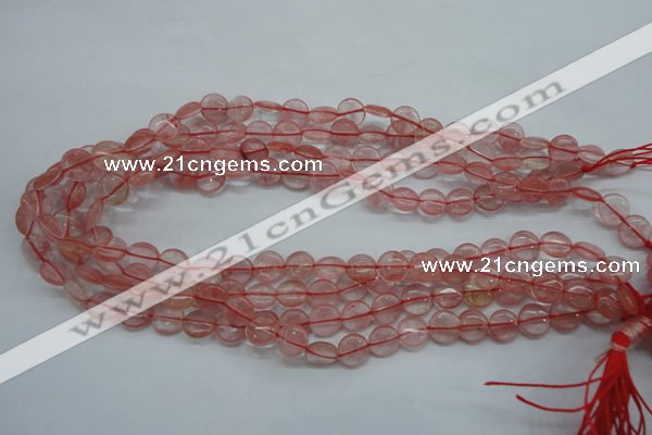 CCY61 15.5 inches 10mm flat round cherry quartz beads wholesale