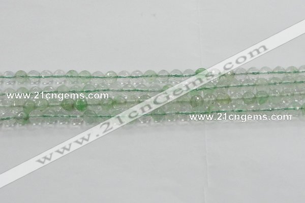 CCY611 15.5 inches 6mm faceted round green cherry quartz beads