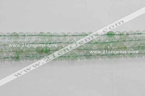 CCY612 15.5 inches 8mm faceted round green cherry quartz beads