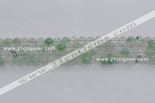 CCY613 15.5 inches 10mm faceted round green cherry quartz beads