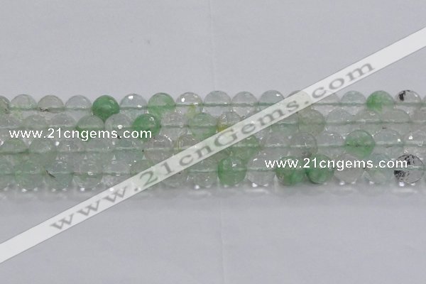 CCY615 15.5 inches 14mm faceted round green cherry quartz beads