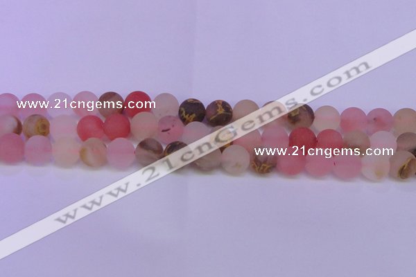 CCY620 15.5 inches 4mm round matte volcano cherry quartz beads