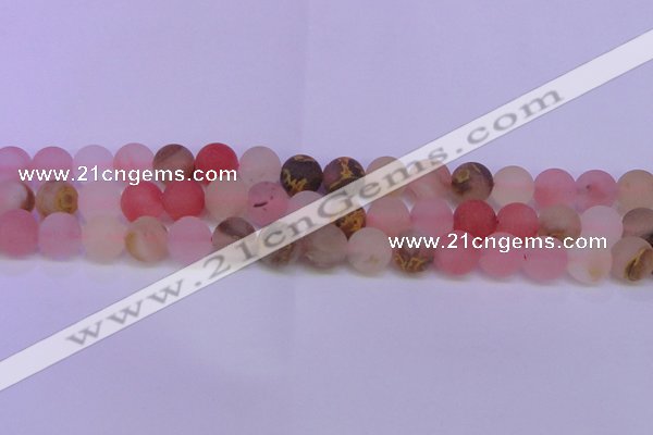 CCY621 15.5 inches 6mm round matte volcano cherry quartz beads