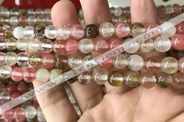 CCY632 15.5 inches 8mm round volcano cherry quartz beads wholesale