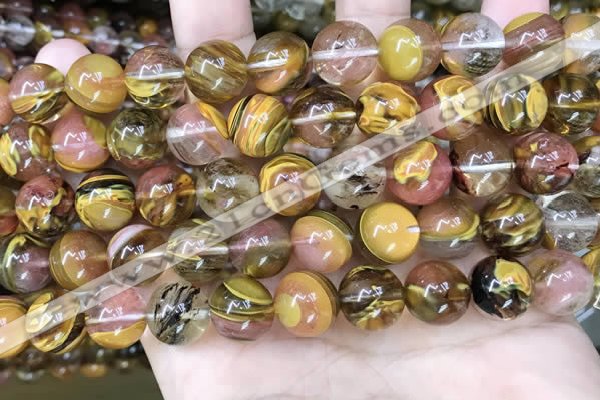 CCY644 15.5 inches 12mm round volcano cherry quartz beads