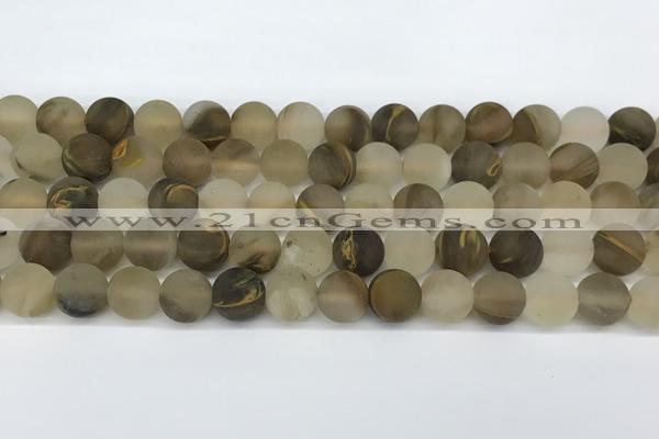 CCY662 15.5 inches 10mm round matte volcano cherry quartz beads